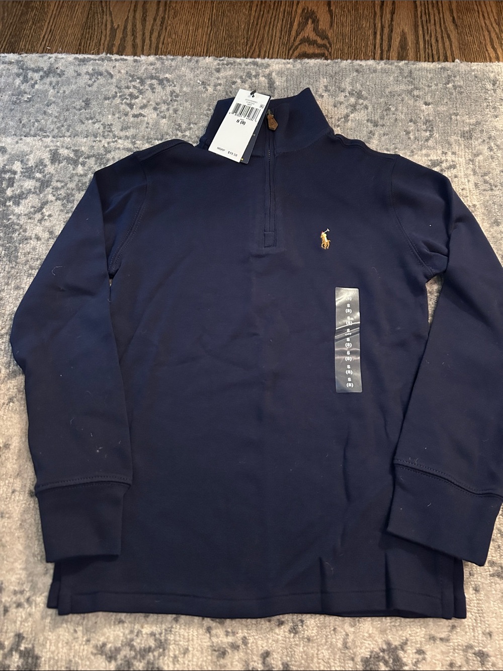 Ralph Lauren Navy Half-Zip Pullover with Gold Pony